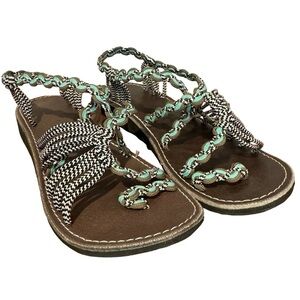 Unbranded Rope Sandals brown black and turquoise.